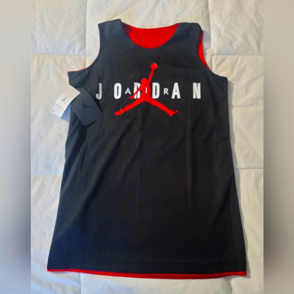 Jordan Black and Red Tank Top; Reversible; Boys size Medium; New with tags